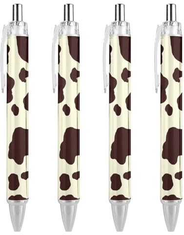Niedlicher Kugelschreiber mit Kuhfell-Druck, einziehbar, feine Spitze, 0,5 mm, glattes Schreiben für Zuhause und Büro