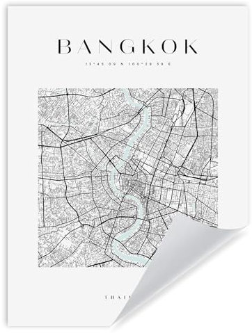 GP TONER Bilder Bangkok Poster Geometrische Stil Wanddekoration Moderne Wandkunst Poster Design 30x40 cm ohne Rahmen