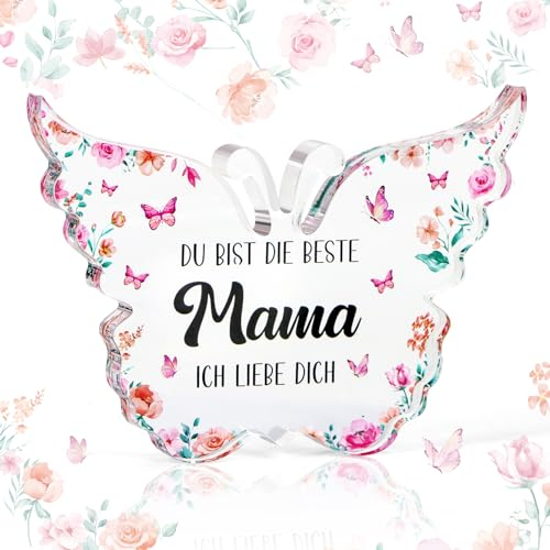 WenmthG Geschenk für Mama, Muttertagsgeschenk für Mama - Schmetterling Acryl Tischschmuck/Briefbeschwerer beste Mama Geschenk Geburtstagsgeschenk für Mama
