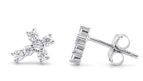 Evensee Kreuz Ohrstecker Silber 925 Damen,Hypoallergene klein Kreuzigungs Ohrringe Silber 925,Modeschmuck Geschenke Für Frauen und Mädchen