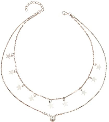 Neclace Minimalist Necklace Star Necklaces Dainty For Women Tiny- Girls And Charm Simple Choker Choker Necklaces & Pendants 18 Necklaces for Women (Silver, One Size)