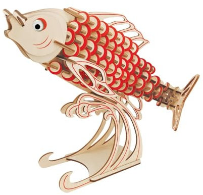 Perfeclan 3D Holzpuzzle Fisch Handwerk Meerestier Puzzle Holz 3D Modellbausätze DIY für Kinder Geschenk Mädchen Geburtstag Valentinstag