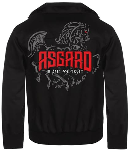 Herren gefütterte Harrington WINTER Jacke Asgard In Odin we trust Germanen Loki (mit Rückendruck)