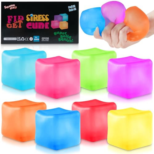 8 Stück Antistressball Kinder Und Erwachsene, Stressbälle Squeeze Cube Fidget Toys, Anti Stress Bälle Angst Und Stressabbau Würfel, Antistress Quetschball Sensorische Spielzeug