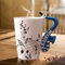 Taza de café de cerámica con asa de saxofón, nota musical impresa, taza de té, regalo, taza de cerámica, taza de café para amantes de la música, regalo de música, 250 ml, azul