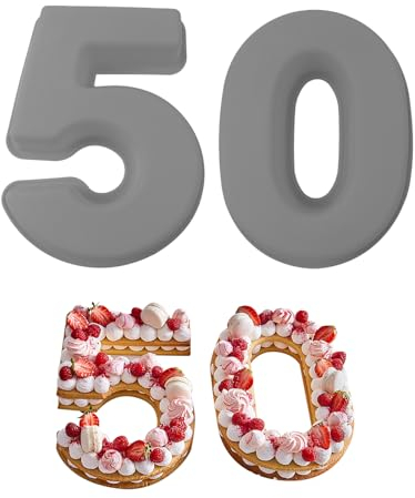 MytaYt 2 pezzi spessi 50 numeri in silicone grandi compleanno 10 pollici stampi per torte 25 cm per torte di compleanno fai da te extra grandi