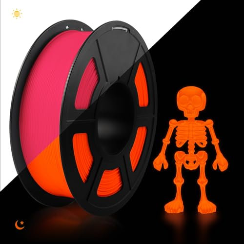 TECBEARS PETG Filament 1.75 mm Leuchtendes Rot, Glow in The Dark PETG 3D Drucker Filament, 1kg Spule, Stärker Zähigkeit, Maßgenauigkeit +/- 0,02 mm, Kompatibel mit FDM Drucker