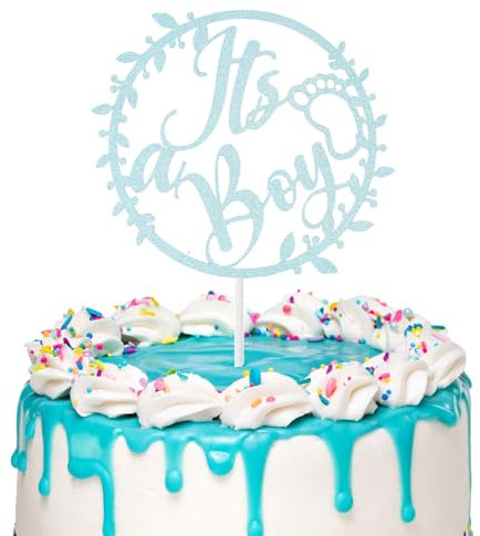 DazzJoy Its a Boy Tortendeko Babyparty Junge - Baby Boy Cake Topper Blau, Glitzer Kuchen Deko Taufe Junge, Kuchen Topper Baby Shower Deko