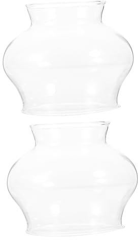 ORFOFE 2 Stück Glas Lampenschirme Ersatz Für Öllampen Hitzebeständig Transparent Zubehör Für Petroleum Lampen Innenbeleuchtung Und Wohnraumdekoration