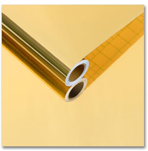 CRE8TIVE Spiegelfolie Gold Selbstklebende Tapete Glänzend Klebefolie Möbel Metallfolie Folie für Möbel Spiegel Zum Kleben Klebefolie Küche Wasserfest Klebespiegel Deko Schrankfolie Bad 30cm x 200cm