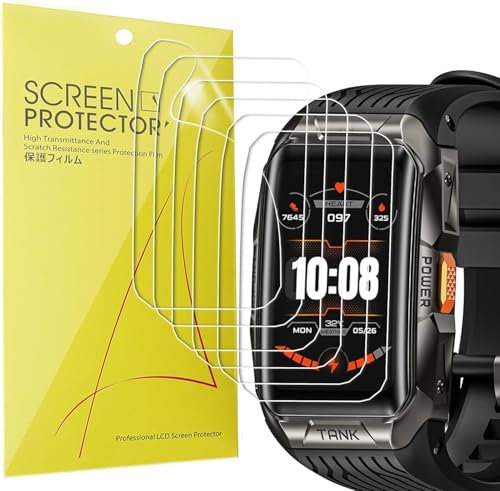Blueshaweu Lot de 6 films protecteurs d'écran compatibles avec Kospet Tank X2 Ultra - Couverture complète en TPU transparent - Compatible avec montre connectée Kospet Tank X2 Ultra