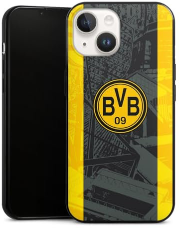 Slim Case extra dünn kompatibel mit Apple iPhone 14 Silikon Handyhülle schwarz Hülle Borussia Dortmund BVB Stadion