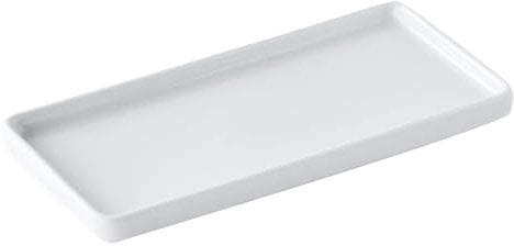 Vassoio da bagno in ceramica bianca, rettangolare, versatile per cosmetici, gioielli, sapone, dentifricio e filo dentifricio | Versatile per lavelli da cucina, piano di lavoro (piccolo)