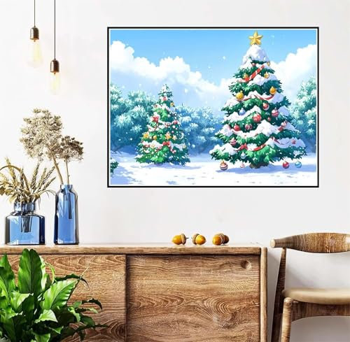 Paint by Numbers Christmas 20x28in Small Painting by Numbers for Kids 6-12, DIY Oil Painting Adults Crafts Kits with Brushes and Acrylic Pigment for Christmas Home Wall Decor Women Gifts, Tree l-354