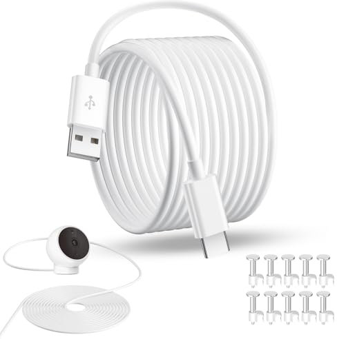 5M USB C Ladekabel für Xiaomi Smart Kamera C500 Pro C400 Verlängerungskabel Überwachungskamera für Mi Wireless Outdoor Security Kamera 1080p 2K Magnetic Mount Langes Typ C Ladekabel für EZVIZ Weiß