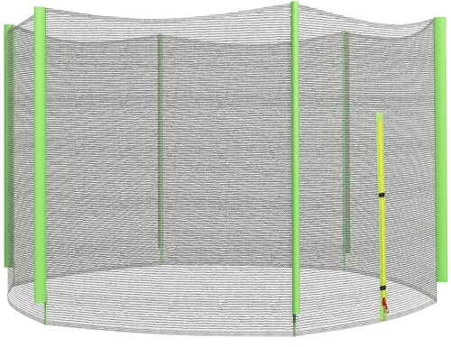 SPORTNOW Red de Seguridad para Cama Elástica Ø244 cm 6 Postes Rectos Verde | Red de Trampolín Redondo, para Exterior, Protectora para Cama Elástica