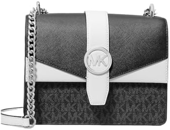 Michael Kors Greenwich Small Signature Leder Crossbody Bag Black Combo, Schwarze Kombi., Small
