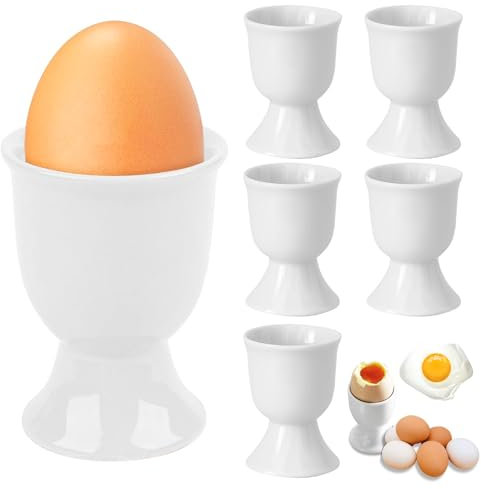 qhklew 6 Stück Eierbecher Keramik, Eierhalter Set, Eierbecher Porzellan, Tablett Frühstück Egg Cup Halter, Kleine Weinglasform, Eierbecher für Hart und Weichgekochten Eiern