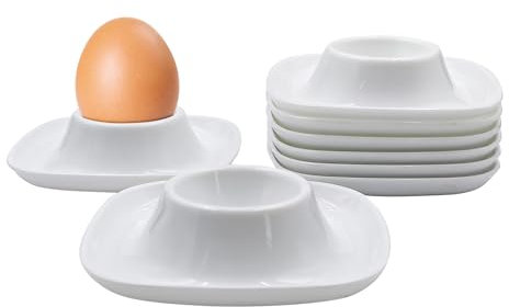 ZYDYRX Qaixwuyi Lot de 8 coquetiers blancs empilables avec fond en mélamine - Plateau à œufs - Support à œufs pour restaurant, petit déjeuner, maison, cuisine