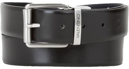 VALENTINO, PREMIUM (VCP9R602), CINTURE IN PELLE, PIN BUCKLE BELT, NERO/BLU (Uomo)