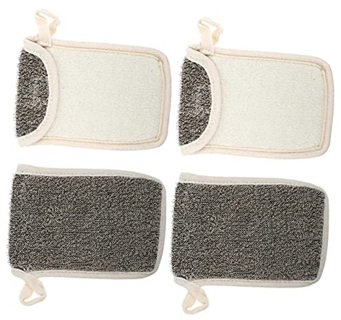 TOGEVAL Seifenbeutel 4 Stück Schwarz Leinen Mit Aufhängeseil Für Feste Seife Zum Trocknen Und Schäumen Seifensparbeutel Für Dusche Und Bad Haushalt