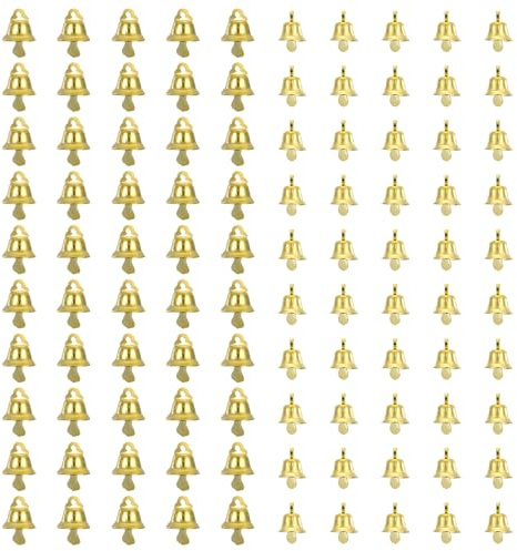 100 Stück 10mm Glöckchen Gold Mini Goldglocken Kleine 14mm Glöckchen zum Basteln, Jingle Bells Golden Schellen Glocken aus Kupfer für Schmuck Basteln Geschenkverpackung Weihnachten Dekoration DIY