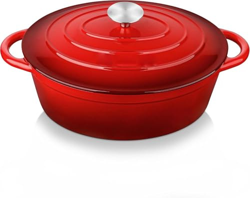 Casseruola in ghisa a induzione, 30 cm Casseruola in ghisa smaltata con coperchio, braciere buon sigillamento, pentola per zuppa, rivestimento antiaderente, diametro di 30 cm, 5 l