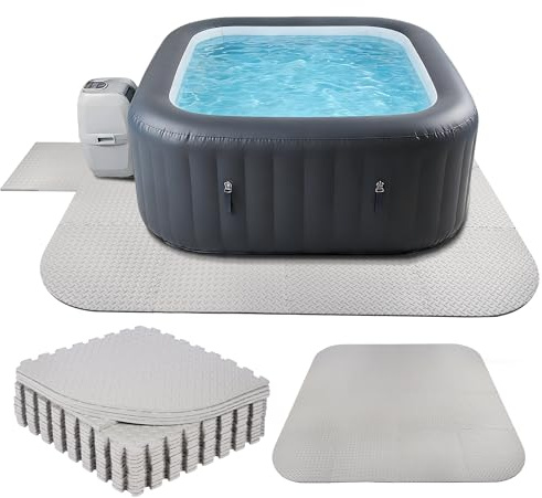 Nisorpa Whirlpool-Pad für aufblasbare Badewanne, 214 cm, extra dick, rutschfest, EVA-Schaum-Polsterung, Bodenschutz, Outdoor-Spiel, Campingmatte für Außenbereich, Balkon, 214 cm, Grau