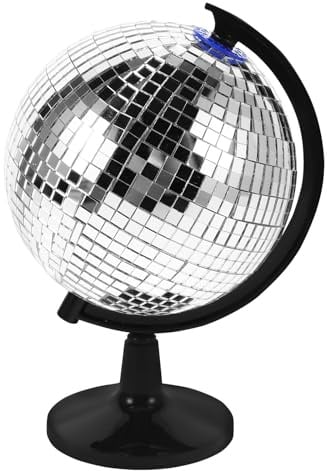 GALPADA Discokugel Silberne Display mit aus Glas Drehbarem Kunststoff und Globuskugel als Kreative Stilvolle für Schreibtischdekoration im Büro oder Wohnzimmer