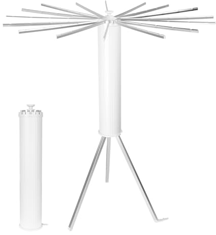 First Edition Faltbarer Octopus Wäscheständer mit 64 Aufhängeplätzen | Tragbar & Platzsparend | Rostfreier Wäschetrockner aus Aluminium & PVC für Balkon Indoor Outdoor | Stabiler Stativfuß | Weiß