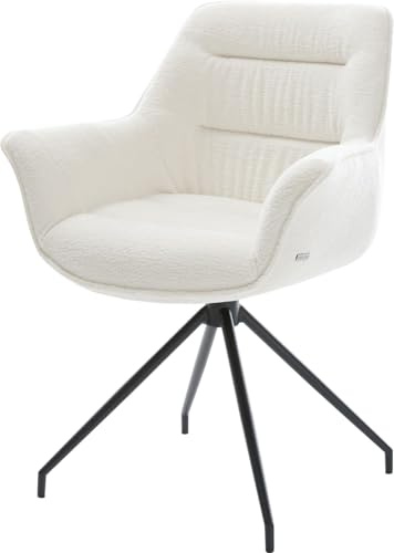 DELIFE Polsterstuhl Kaira-Flex Kreuzgestell konisch Schwarz Bouclé Soft Beige