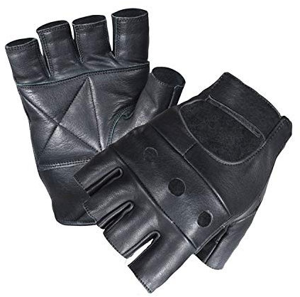PrimeLeather Quality Real Leather Soft Fingerless Gloves For Weight Training Cycling Bike Wheelchair GYM Etc Medium