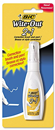 BIC WOPFP11 Wite-Out 2-in-1 Correction Fluid, 15 ml Bottle, White