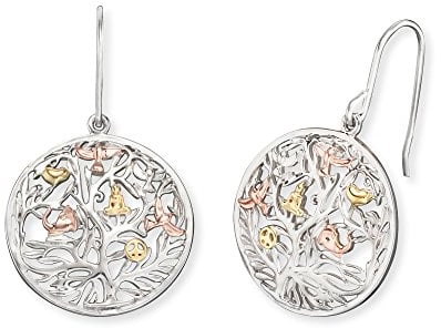 Engelsrufer Baum des Lebens Ohrhänger für Damen Tricolor Rhodiniert Gelbvergoldet Rosévergoldet 925er-Sterlingsilber Größe 21 mm