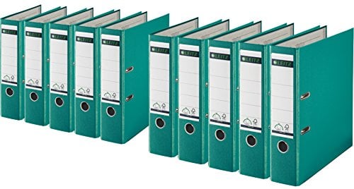 Leitz 1010-50 Qualitäts-Ordner Plastik-Cover (A4 breit | 10er Pack, türkis)