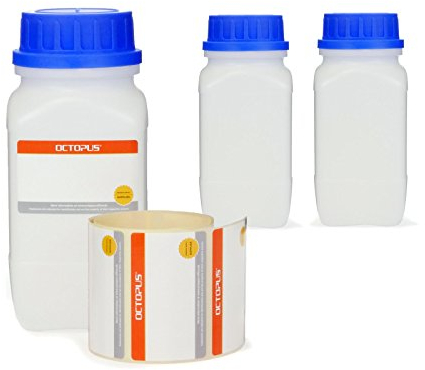 Octopus 3X 500 ML flacons à col Large avec Bouchon à Visser, flacons à Produits Chimiques, flacons de Laboratoire