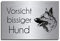 Edelstahl Hinweis-Schild | Hunde Warnschild | Türschild Größe 12x8,15x10 o. 18x12 cm  Vorsicht  Hund | versch. Designs mit unterschiedlichen Rassen | Hundeschild fertig o. selbst gestalten