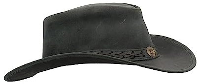 WALKER AND HAWKES - Outdoor-Hut aus Rindsleder - Vintage-Optik - Schwarz - XL (60cm)