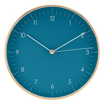 LUUK LIFESTYLE Quarz Wanduhr mit geräuschlosem Uhrwerk, minimalistisches Design, Küchenuhr, Deko Geschenk, Neue Einrichtung, in Blau und Gold