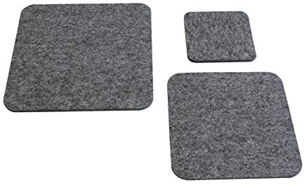 VOIGTdesign Filzuntersetzer, 5 mm dick, quadratisch, abgerundete Ecken, aus WOLLFILZ (25x25cm, 998 Graumeliert)