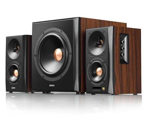 Edifier S360DB Bluetooth Bookshelf Speaker with Subwoofer, Wireless Speakers with 155W RMS Output, Premium 2.1 Audio System for Gaming Rooms, Living Room, and Dens