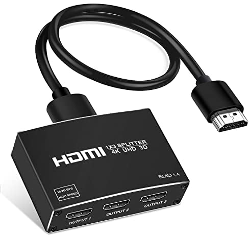 NEWCARE Splitter HDMI 1 Entrada 3 Salidas, Divisor 4K Aluminio, Compatible Con TV PS3/4/5 BLU-Ray/DVD Player Xbox Con Cable de 3.9ft
