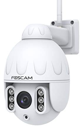 Foscam Caméra de Surveillance SD4 4MP Double Bande WiFi PTZ Dôme avec Zoom Optique 4X et Vision Nocturne jusqu'à 50 mètres - Détecte Les Personnes, Les mouvements et Les bruits