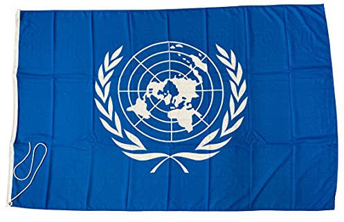 Bandiera ONU,Organizzazione Nazioni Unite Grande Esterno cm.100x150 Tessuto Lana Alta Resistenza 220gr.mq. con Corda