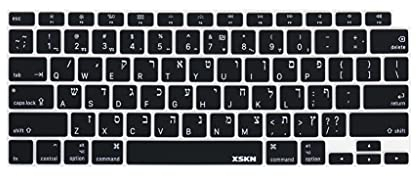 XSKN Israel Hebräisch Englisch Sprache Silikon Tastaturabdeckung Skin kompatibel mit 2020 New MacBook Air 13 Zoll mit Touch ID und M1 Chip A2337 A2179 Laptop Tastatur (US-Layout, Schwarz)