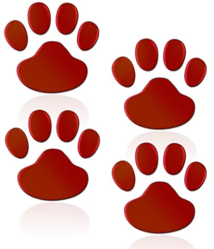 Sosa&Ya 4X Auto Aufkleber Hund Katze Pfoten Tatzen 3D Sticker (Rot)