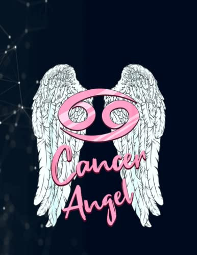 Cancer Angel Zodiac Sign with Angel Wings for Women Notebook 130 Pages / Large 8.5''x11''