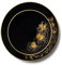 Decor Decorline - 32 Piatti Eleganti in Plastica Rigida Riutilizzabili per 16 persone - Collezione Orchid - Nero/Oro - Piatti per la cena e il dessert - 2 misure (16x26cm, 16x19cm)