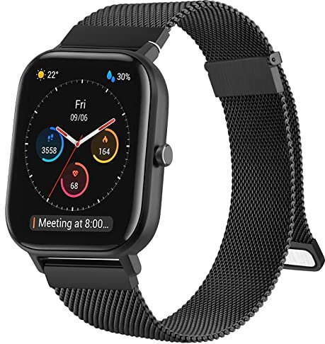 Cinturino per Amazfit GTS/GTS 2 /GTS 2 Mini/Gts 3 /Gts 4, 20mm Metallo Magnete Cinturino con Loop in Acciaio Inossidabile per Amazfit GTS 4 Mini/GTS 2e,Super Magnetico