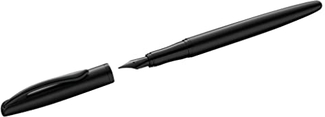 Pelikan Füller Jazz Noble, Carbon (Schwarz), für Rechtshänder und Linkshänder, eleganter Metall-Patronenfüller, Feder M, in Faltschachtel, 821711